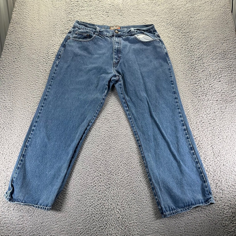 Reboot Jeans Mens 40x32 Blue Cotton Denim Straight Leg Baggy Light Wash Workwear